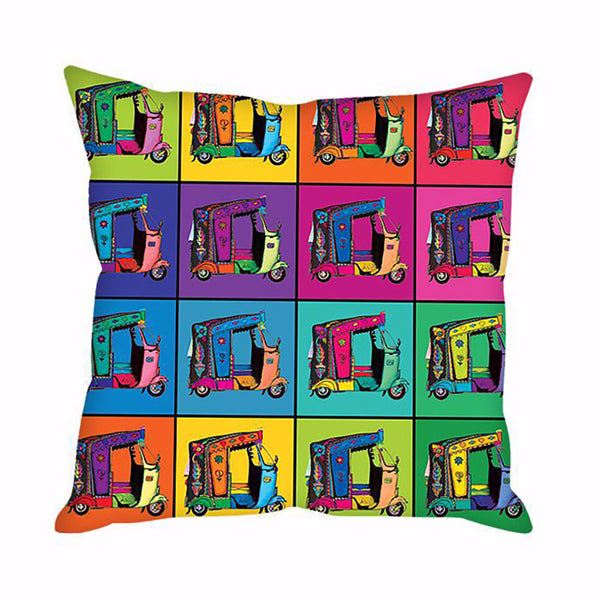 POP ART RICKSHAW CUSHION COVER